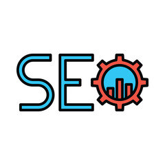 Sticker - SEO, gear, grow, graph, SEO grow icon