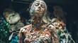 World Environment Day. Surreal depiction of a human figure composed of recycled fabric and textiles. Emphasis on environmental protection and recycling. Generative ai