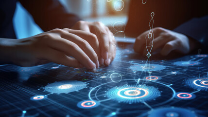 project management Time Planning business concept. Business process management, automated workflow, gears, businessman. quality control, and long-term business assessment tracking