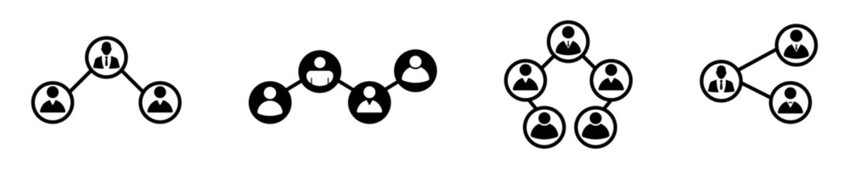 Set of social network people vector icons. Global communication network. Global connection. Communication with team or group. Management on community.
