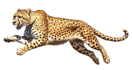 Wall Mural - cheetah running isolated on transparent background - generative ai