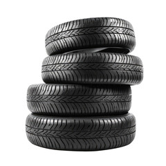 Wall Mural - tires stacked up isolated on transparent background - generative ai