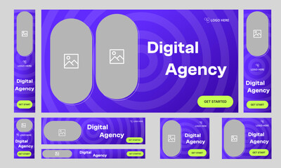 Wall Mural - Set of multipurpose digital agency web banner template for social media posts, editable vector eps 10 file format
