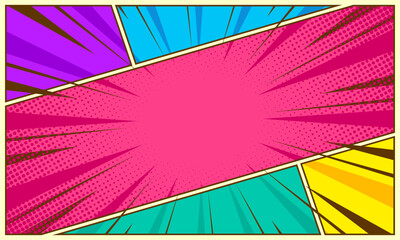 Colorful comic page background pop art style