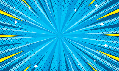 Comic zoom burst blue background design