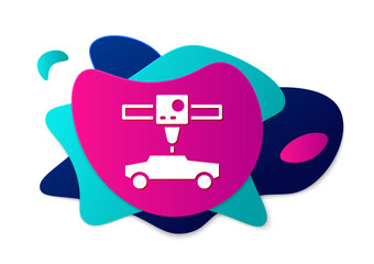 Poster - Color 3D printer car icon isolated on white background. 3d printing. Abstract banner with liquid shapes. Vector