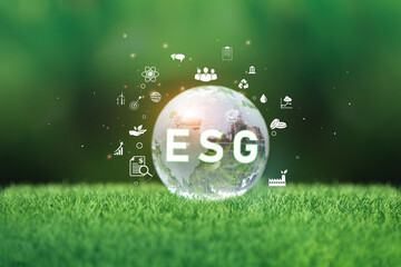 Wall Mural - esg concept of environmental, social and governance. technology environment, organization sustainabl