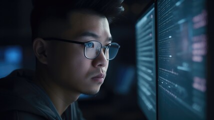 Computer Engineer Male Asian Young Adult Developing software and coding programs for new technology products. Generative AI AIG22.