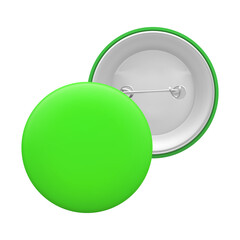 Wall Mural - Green round pin. Empty badge template, front and back. Png clipart isolated cut out on transparent background