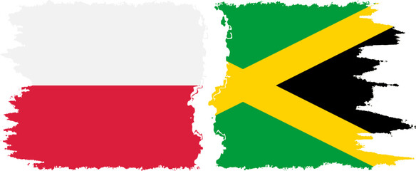 Jamaica and Poland grunge flags connection vector