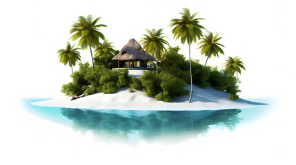 Maldives island Travel summer holiday vacation idea concept, isolated on white background