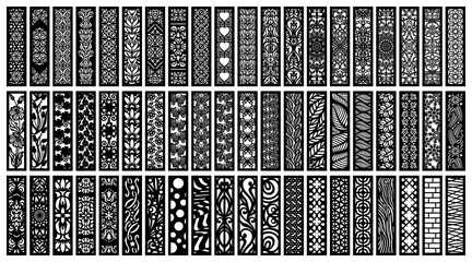 big set of vertical panels, gratings. abstract ornament, geometric, classic, oriental pattern, flora