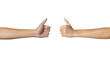 © sichon - Hand of client show thumb up, front and back view isolated on white background. Clipping path included. Service rating, satisfaction concept