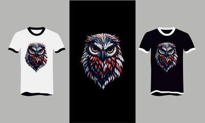 head owl with flag american vector t-shirt design