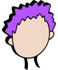 Wall Mural - 3D cartoon face with purple hair