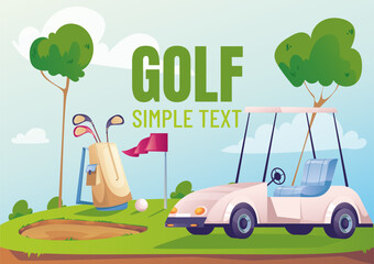 Wall Mural - Golf banner field background logo tournament concept. Vector graphic design illustration