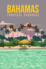 Wall Mural - Travel poster Bahamas vintage. Paradise resort