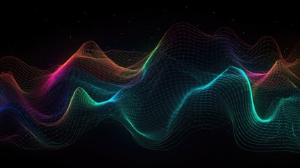 Poster - Abstract background of cyber waves and lightning. AI generative.