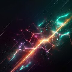Poster - Abstract background of cyber waves and lightning. AI generative.
