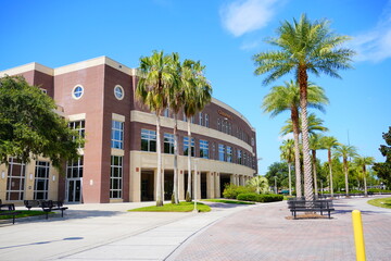 orlando, fl, usa - 05 13, 2023: the university of central florida (ucf) building in spring
