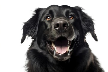 Poster - smiling dog isolated on white background. Generated by AI.