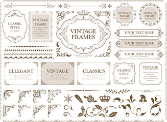 Vintage frames. floral ornament. decorative vector borders and corners.