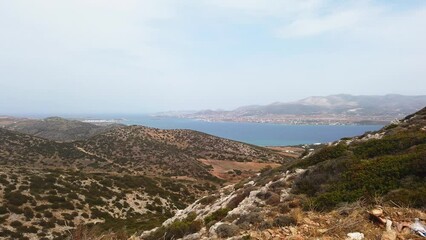 Wall Mural - View of the Aegean Coast and hills, Antiparos island, Greece.