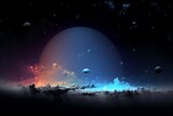 Fototapeta Na sufit - Fantasy space background with planets and stars. 3D illustration, generative Ai
