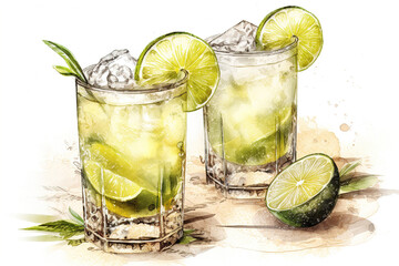 Poster - margaritas isolated on white background. Generated by AI