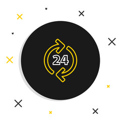 Poster - Line Telephone 24 hours support icon isolated on white background. All-day customer support call-center. Full time call services. Colorful outline concept. Vector