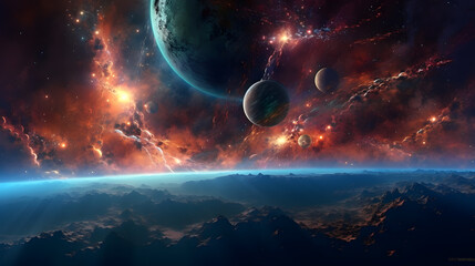 Wall Mural - fascinating galaxy with gorgeaus endless cosmos landscapes with creations of nebulae and planets