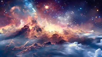 Wall Mural - fascinating galaxy with gorgeaus endless cosmos landscapes with creations of nebulae and planets