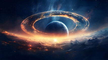 Wall Mural - fascinating galaxy with gorgeaus endless cosmos landscapes with creations of nebulae and planets