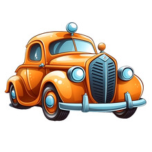 Red And Blue Classic Car Model Cartoon