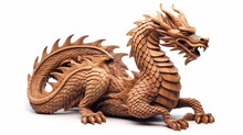 A Dragon Carved Out Of Wood. The Symbol Of 2024, The Chinese New Year, The Zodiac Sign Of The Eastern Horoscope.