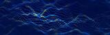 Fototapeta Do przedpokoju - Wave of streaming particles on a light blue background. Abstract background with dynamic elements of waves and dots. 3d