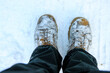 pair of boots on snow