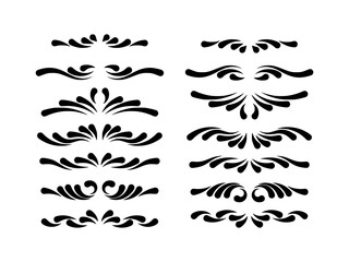 Set of text delimiters ornaments. vector collection of curls, swirls divider and filigree for classic vintage design elements, illustration.