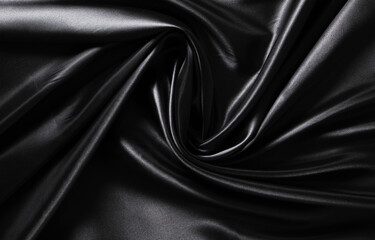 Background black twisted silk fabric,abstract texture satin fabric.