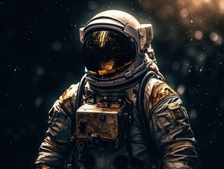 Wall Mural - Astronaut in spacesuit against the background of the night sky Created with Generative AI technology