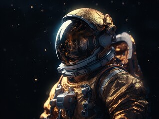 Wall Mural - Astronaut in spacesuit against the background of the night sky Created with Generative AI technology