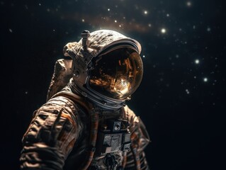 Wall Mural - Astronaut in spacesuit against the background of the night sky Created with Generative AI technology