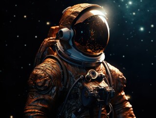 Wall Mural - Astronaut in spacesuit against the background of the night sky Created with Generative AI technology