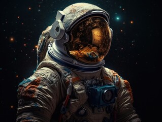 Wall Mural - Astronaut in spacesuit against the background of the night sky Created with Generative AI technology