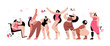 © GN.STUDIO - Body positive big height women. Happy plus size girls lifestyle. Set of woman with different body and ethnicity posing together. Body positivity concept. Diversity female beauty. Vector illustration