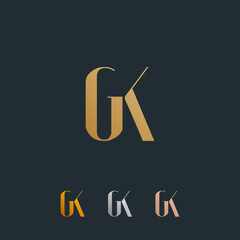 GK Letter Initial Logo Design Vector Template 