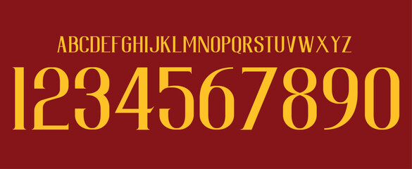 Poster - font vector team 2018 - 2019 kit sport style font. football style font with lines and points inside. Totti. roma font. sports style letters and numbers for soccer team