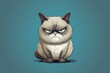 Cartoon character of a grumpy cat with a perpetual scowl. AI