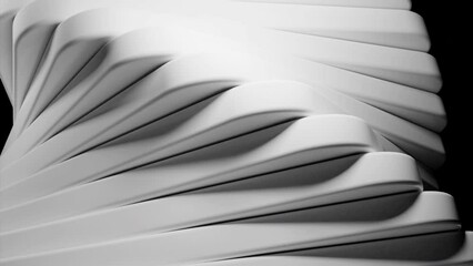 Poster - Rotating 3d spiral of geometric lines. Design. 3D rotating spiral column with lines. 3D spiral structure rotates on black background