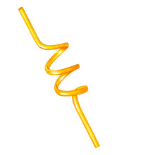 Bright Orange Spiral Straw For Cocktail, Lemonade, Smoothies, Alcoholic Drinks. Hand-drawn Watercolor Illustration On White Background. Design Element Bar Restaurant Menu, Postcard, Logo